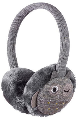 KitSound Audio Ohrenschützer im süssen Eulen-Design Strick und Fell mit Integrierten Kopfhörern und 3,5 mm Audiokabel für iPod, iPhone, iPad, Smartphone, Tablet und MP3 Player - Eule