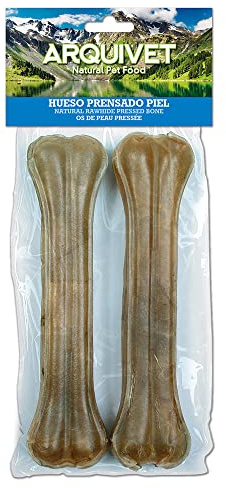 ARQUIVET - Osso pressato in pelle bovina 25 cm - Sacchetto da 2 unità - Rinforza i denti del cane