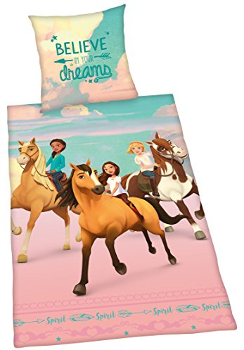 Herding SPIRIT Bettwäsche-Set, Wendemotiv, Bettbezug 135 x 200 cm, Kopfkissenbezug 80 x 80 cm, Baumwolle/Renforcé, Pink