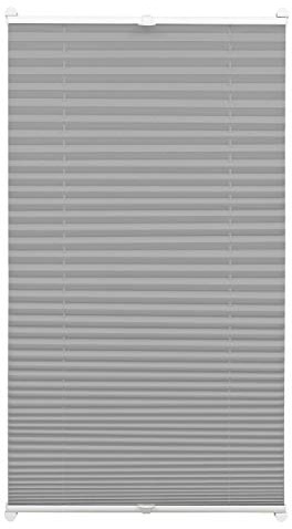 GARDINIA EASYFIX Plissee ohne Bohren, Zum Klemmen, Blickdichtes Falt-Rollo, Inkl. Aller Montage-Teile, 2 Bedienschienen, Schiefer, 90 x 210 cm