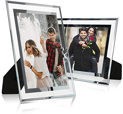 Cq acrylic 8.5x11 Glass Picture Frame,Silver Mirrored for Photo Display Stand on Tabletop,Pack of 2