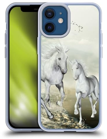 Head Case Designs Officially Licensed Simone Gatterwe White On The Beach Horses Gel Case [Military Grade Protection] Compatible with Apple iPhone 12 Mini and Compatible with MagSafe