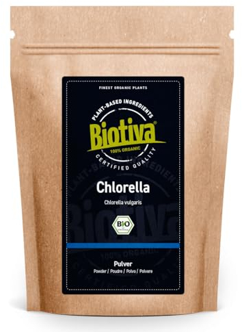 Clorella in polvere Bio 1000g (2x500g) | alghe | Chlorella vulgaris | confezionato e controllato in Germania | Biotiva