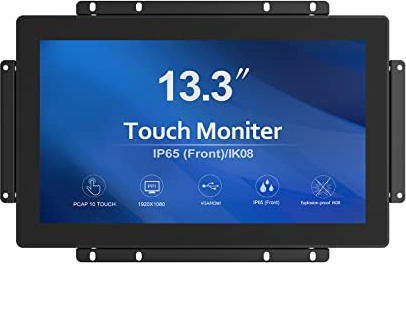 GreenTouch 13.3 pollici 10 punti Open Frame Touch Display, monitor industriale del touch screen PCAP, VGA+HDMI+DVI Port - 16:9