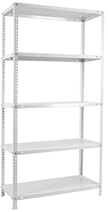 PROREGAL Schraubregal Panda 5 Metallböden | HxBxT 180x80x30cm | Fachlast 100kg | Weiß Metallregal Lagerregal Schwerlastregal Kellerregal Archivregal