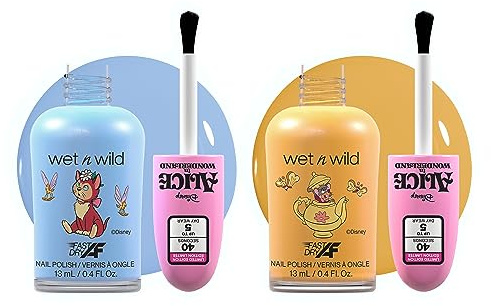 Wet n Wild Alice in Wonderland 'In a World of My Own', 2-Piece Nail Polish Set with a Fast-Dry Long-Lasting Formula, Shiny Finish Up to 5 Days Wear