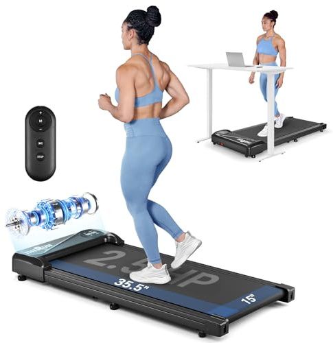 THERUN Walking Pad Treadmill Under Desk, Portable Mini Treadmill for Home/Office, Walking Jogging Machine with 2.5HP and 265 lbs Weight Capacity Remote Control LED Display