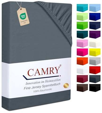 Camry Boxspringbett & Wasserbett Spannbettlaken 140x200-160x220cm Grau für Matratzen bis 35cm Matratzenhöhe Baumwolle Oeko-Tex 100