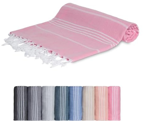 MEBY Serviette de Sauna XXL (100x200 cm). Serviette de Plage, Serviette de Bain, Serviette de hammam Turque, Serviette de Toilette. 100% Coton (Rose)