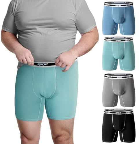 Charm Karter Mens Big and Tall Boxer Briefs - Men Moisture Wicking Long Leg Underwear 2XL 3XL 4XL 5XL 6XL Multipack Gifts