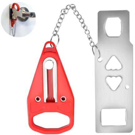JJiaoLinin Cerradura de Puerta Portátil,Pestillo Puerta Sin Agujeros para Viajar con Seguridad Agregar Cerradura Adicional para Mayor Seguridad y Privacidad para Escuela Hogar Apartamento Hotel Motel