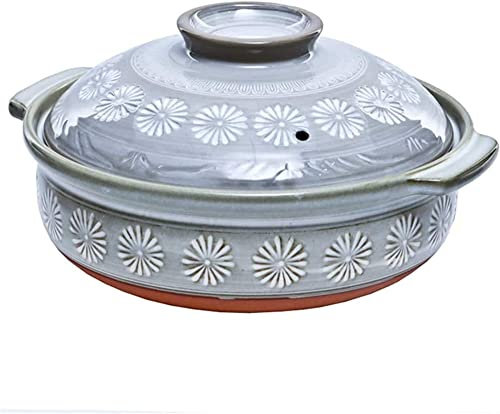 Cocotte avec couvercles, cocotte japonaise en céramique, casserole ronde en terre cuite avec couvercle, isolation thermique, casserole en terre cuite à double poignée, batterie de cuisine pour ragoût