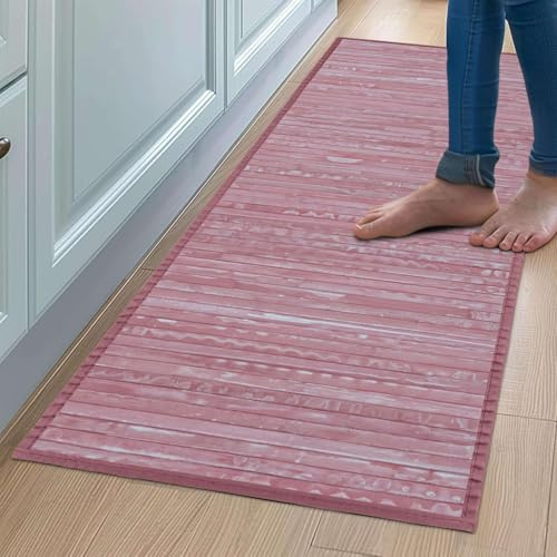 CosìCasa Halkfri bambu köksmatta – kökslöpare vattenavvisande, lätt att rengöra och tillverkad av hållbara material – bambumatta med vintageutseende med kanter (blåbär, 50 x 230 cm)