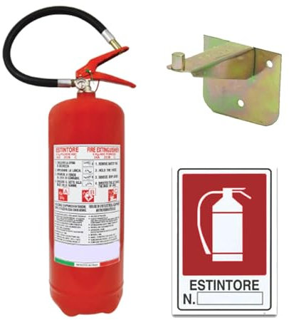 Estintore Portatile a Polvere 6 Kg Certificato Anno 2025 Con Cartello e Staffa