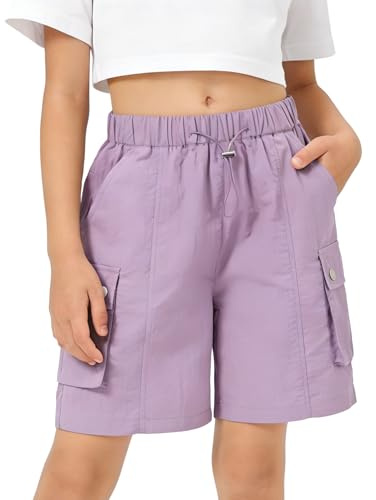 Rolanko flickor shorts sport aktiv sommar last shorts tonåring barn löpning gym fallskärm korta byxor, Lila rosa, 13-14 År