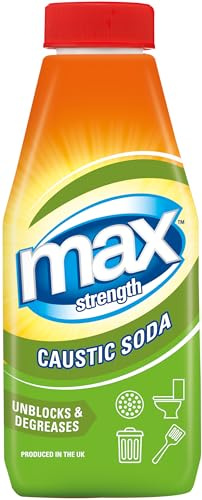 Max Strength Caustic Soda, High Performance Caustic Soda Drain Unblocker and Degreaser, Powerful Sodium Hydroxide for Bins, Toilets, Drains, Concrete, Paths and More, 500g - Made in the UK