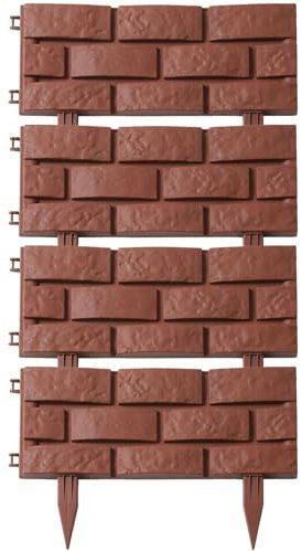 Borde de jardín – 4 paneles de valla para parterres, valla de borde de rodapiés, paneles de efecto de ladrillo de jardín entrelazados, borde de césped para jardín al aire libre, patio, granja al aire