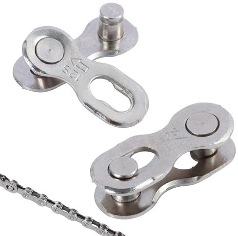 2 Pairs of 12-Speed Bike Chain Link Connectors - Durable Quick Link Tool-Free Installation, Reusable Silver Steel Bicycle Missing Links for Mountain and Road Bikes
