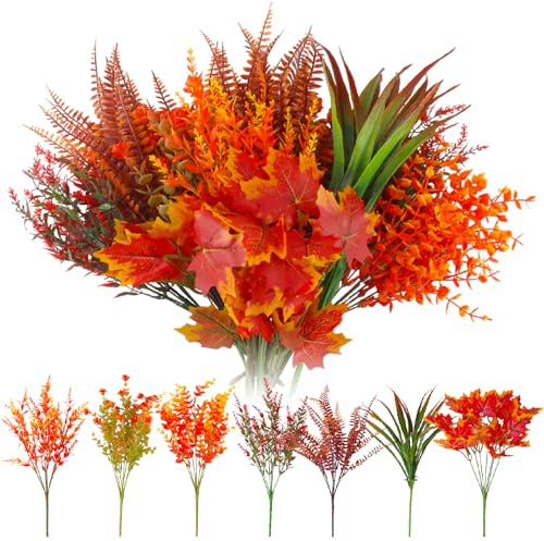 chenyu 10 Pezzi Foglie D'acero Artificiale di Ramo Corto Autunnali Interno ed Esterno Decorazioni Autunnali per Il Ringraziamento Adatto Alla Celebrazione del Balcone da Pranzo Pranzo da Giardino