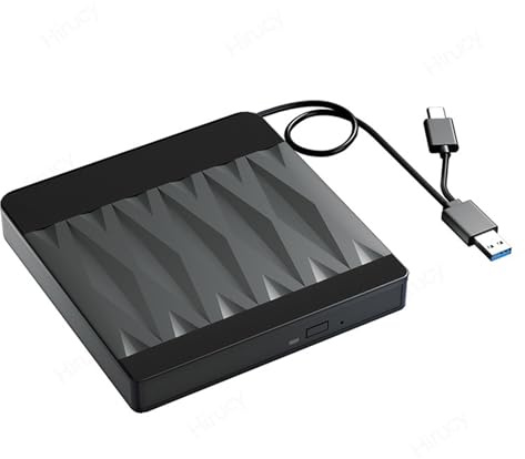AYJYZHIAG Unidades externas 2 en 1 USB 3.0 Tipo-C Lector/Grabador de DVD/CD/RW Grabador portátil for Ordenador, Windows y Mac