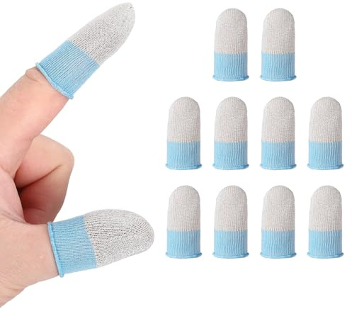 PATIKIL Manchon De Doigt pour Jeu Mobile, 10 Manchons pour Pouce Et Doigts De Contrôleur, Bleu/Blanc