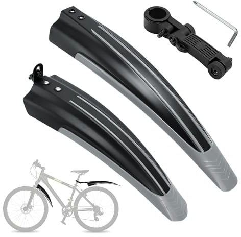 FAELNK Garde-Boue Gris Universels pour Vélos de 20 à 26 Pouces Avant et Arrière pour VTT, Vélos de Ville Vélos de Trekking Protection Contre Les Projections et la Saleté