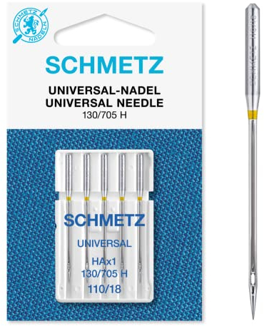 SCHMETZ | 5 Nähmaschinennadeln | Universal | 130/705 H | Nadeldicke 110/18 | auf jeder gängigen Haushaltsnähmaschine einsetzbar
