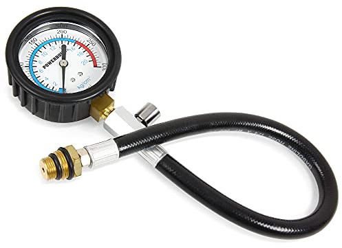 Powerbuilt Compression Tester, 14mm & 18mm Spark Plug Threads, Up to 300 PSI – Fast, Accurate Cylinder Pressure Gauge for Gas Engines – 647000