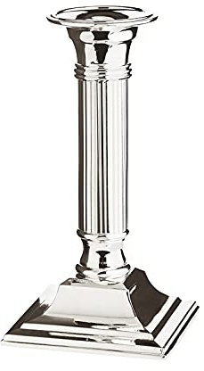 EDZARD Porte-Bougie Lincoln, Tige cannelée, Hauteur 15 cm, argenté Noble, résistant au ternissement