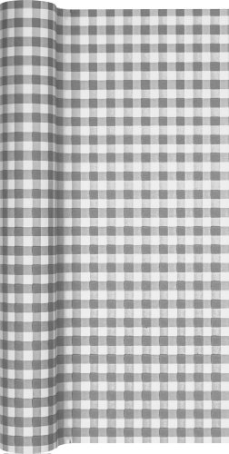 Tischläufer Rolle kariert in grau – weiß / Airlaid / Tischband für Party / Geburtstag 40cm x 4,90m