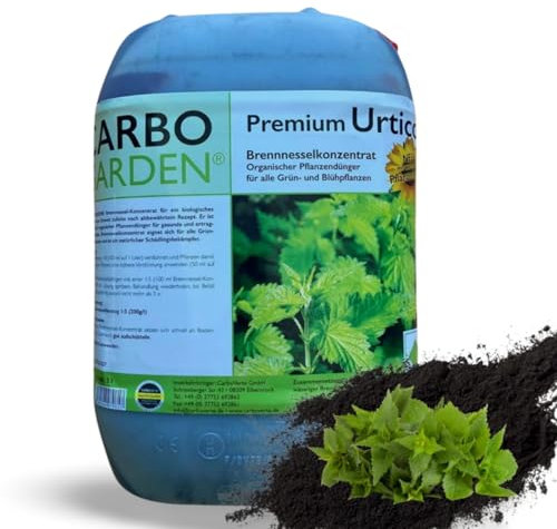 Carbo Verte Urticol Brennnesselkonzentrat 5 L, Brennnesseljauche, Brennnesselsud, Grundstoff Urtica und Pflanzenkohle geruchsarm, mit Biokohle veredelt, für gesunde und Starke Pflanzen