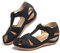 Hitmars Sandales Femme Été Chaussons Plage Piscine Casual Sandales Faux Cuir Intérieur Loafers Vintage Antidéparant D-Noir 37