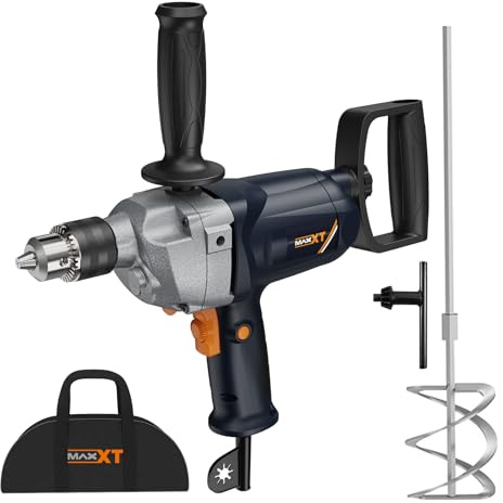 MAXXT Drill Mixer Set with Spade Handle 1/2 inch Electric Corded Mixing Drill Machine 9A Motor Concrete Mud Mixer