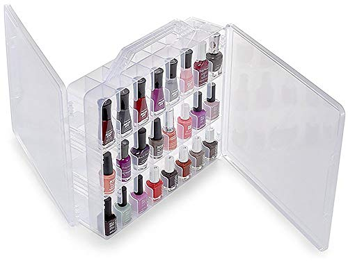 GDICONIC 48 Bottles Universal Clear Portable Nail Polish Cosmetic Organizer Holder Display Container Double Side Storage Case Dividers Space Saver Box