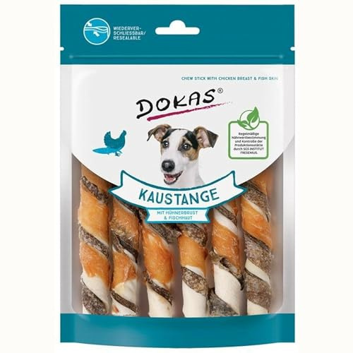 Dokas Bâton à mâcher avec poitrine de poulet et peau de poisson – La collation spéciale pour chien – Parfait pour entre les deux ou pour récompenser – 1 x 170 g