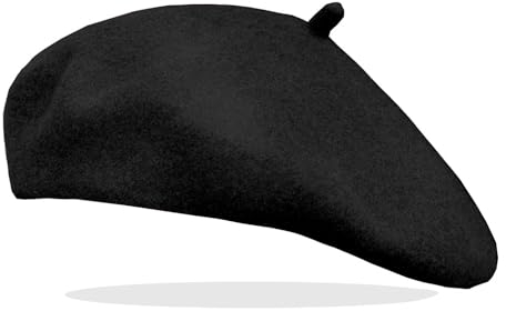 Van Der Rich ® - Klassischer französischer Baretthut Barett Wolle - Damen (Schwarz, One Size)