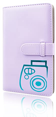 Rieibi Mini fotoalbum med 96 fickor i PU-läder för omedelbar kamera Fujifilm Instax Mini 12/11/8/9/7s/25/70/90, fotoalbum för Polaroid Violet