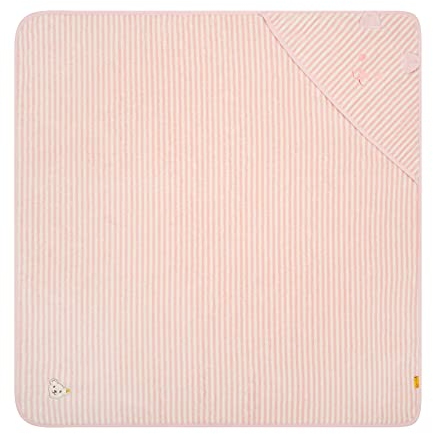 Steiff Baby Unisex Badetuch, Weiches Handtuch mit Kapuze aus Baumwolle, 100 x 100 cm, Rosa (Silver Pink), OneSize