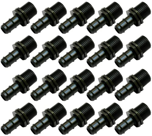 acquaverde Raccordo Portagomma e Filettato Maschio, Connettore Giunto per Tubi Irrigazione - Orto Facile (20, 16 mm x 3/4)