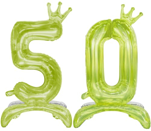 DIWULI Luftballon 50 Geburtstag XL Grün - Stehballon Zahl 50