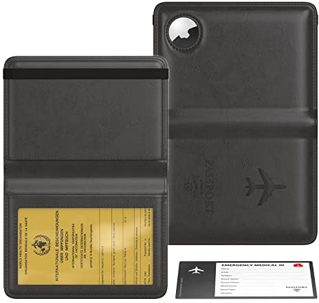 Stouchi Reisepasshülle, Impfpass Hülle Airtag Reisepass Geldbörsen Kunstleder Passhülle Schutzhülle Tasche für Damen Herren Impfpass, Reisedokumente,Geschenk Passinhaberdeckel Karteninhaber Grau Klein