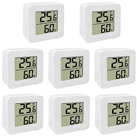 Pomurom 8 Thermomètre et Hygromètre Numérique LCD, Thermomètre Hygromètre Intérieur Digital à Haute Précision, Température et Humidimètre Indicateur du Niveau Confort pour Maison Bureau