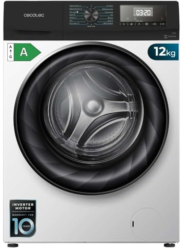 Cecotec Lave-linge à chargement frontal Bolero DressCode 120700 avec technologie Inverter A, 1750 W, 1400 tr/min, 15 programmes, classe A, moteur Inverter Plus, vapeur SteamMax, Jet Wash.