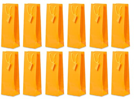 Flaskpåsar presentpåsar 12 stycken enfärgade orange, födelsedagspresent, påsar för flaskor som gåva vid speciella tillfällen