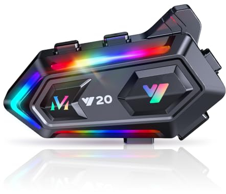 JJXCYH Helmet Bluetooth Intercom Headphones With Double Noise Cancellation, Strong Bass/IPX6 Waterproof Universal Communication System - 1000mAh