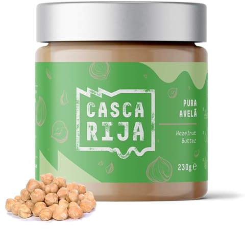CASCA RIJA: Crema de Avellanas 230g | 99,8% Avellanas Tostadas + 0,01% Canela Molida + 0,01% Jengibre en Polvo | 100% Natural y Cremosa Sin Trozos de Avellanas, Vegan