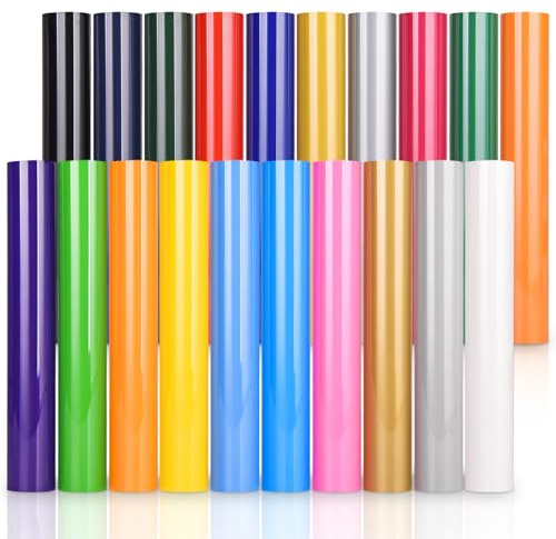 IModeur 20 Pack Heat Transfer Vinyl Sheets - 30.5 x 20 cm Iron on Vinyl for Silhouette Cameo, HTV Vinyl Bundle for Shirt, Clothes, Hats, Pants, Other Fabric