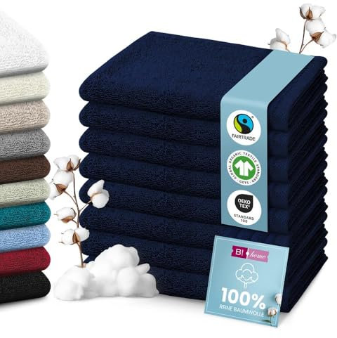 B!HOME 4er Set Premium Handtücher [100% Baumwolle] 50x100 cm, dunkelblau/Handtücher Weich, Saugstark & Pflegeleicht/Handtuch Perfekt für Bad, Gym & Reisen