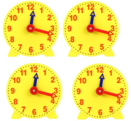 ISKDJBJG 4pcs 4 Inch Student Learning Clock Time Model Teacher Gear Clock 12/24 Hour School Learning Tools
