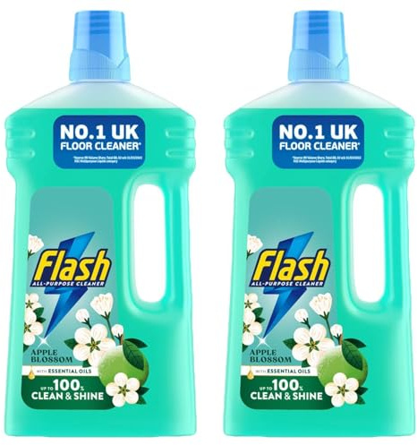 Flash All Purpose Multi-Surface Floor & Kitchen Cleaner Crisp Lemon, Cherry Blossom & Lavender Cuts Grease, Removes Dirt, Leaves Fresh Scent No Bleach Green - 2 Pack (1000ml)